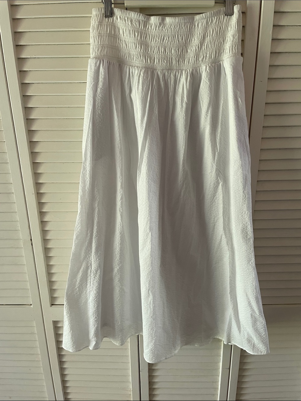AYR White Smocked Waist Maxi Skirt